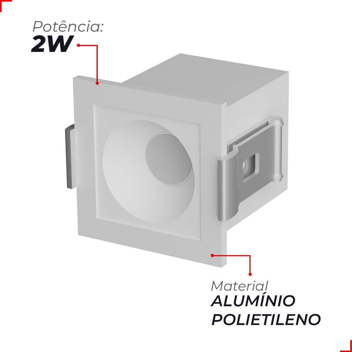 Spot Led Dots 2w 2700k/6500k Embutir Red Branco Deluxe
