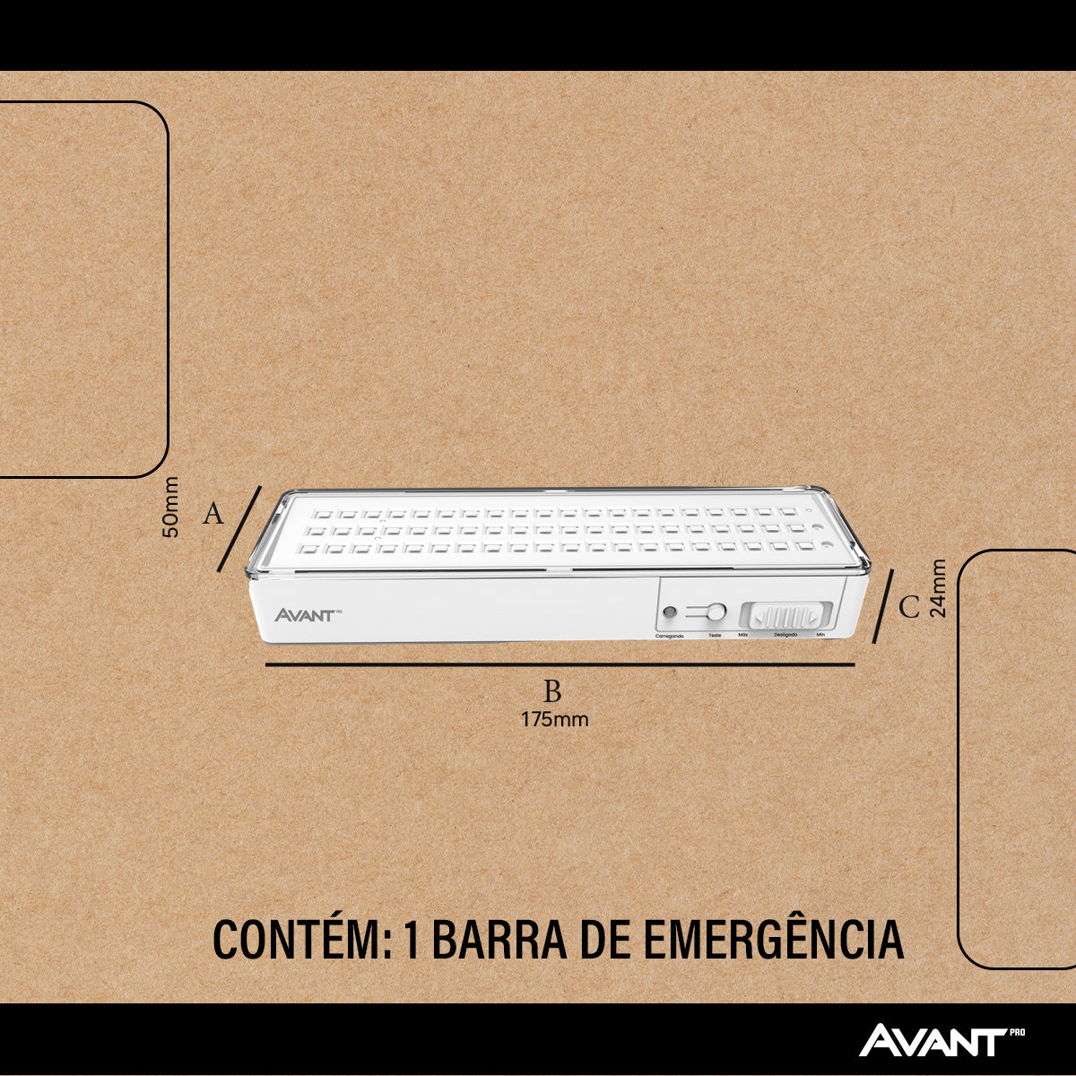 Lâmpada Led Luz Emergência Barra 4W 200lm 6000K BF garagem quintal