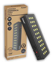 Luminária Emergência Barra 1w 100lm 6000K Branco Frio 4 Horas Bivolt Preto Avant