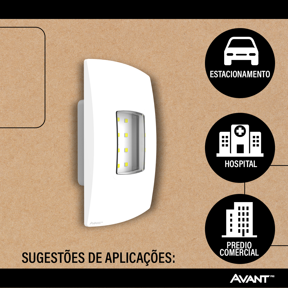 Luminaria Led Emergencia Balizador 1w 6000K Branco Frio Bivolt Branco Avant