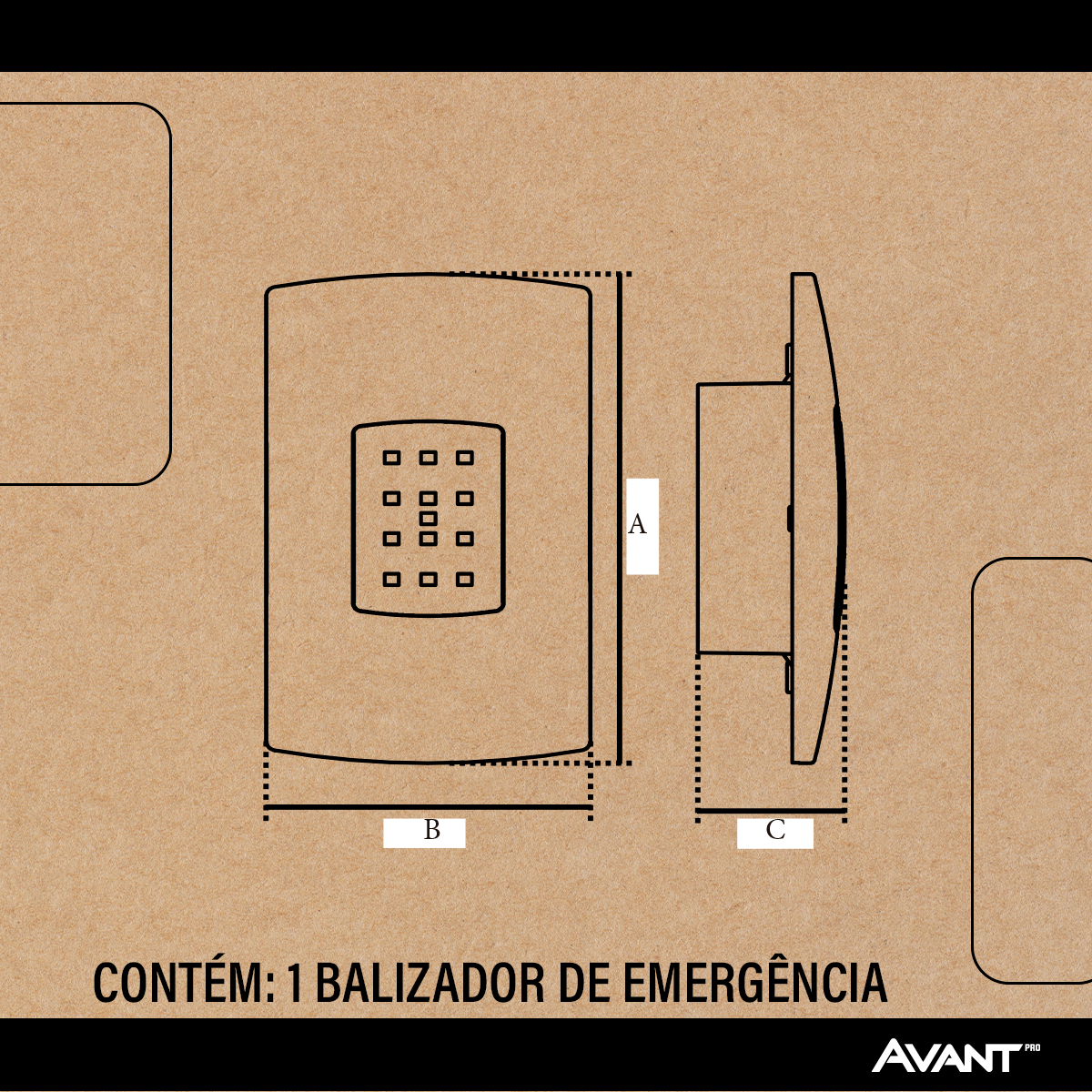 Luminaria Led Emergencia Balizador 1w 6000K Branco Frio Bivolt Preto Avant