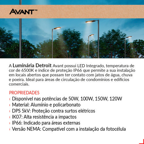 Luminária Led Poste Detroit 150w 6500k Branco Frio IP66 Bivolt Alut