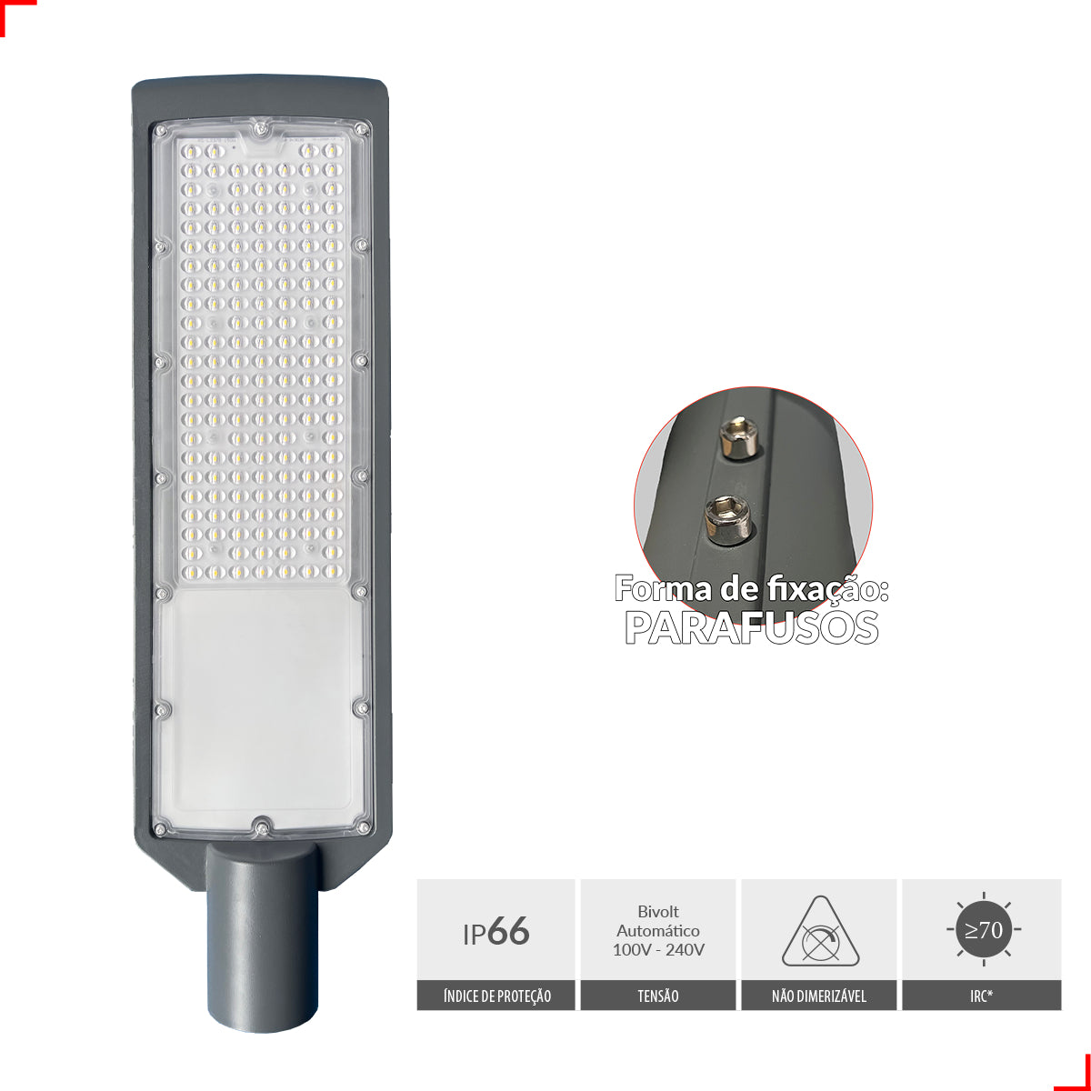 Luminária Led Poste Detroit 150w 6500k Branco Frio IP66 Bivolt Alut