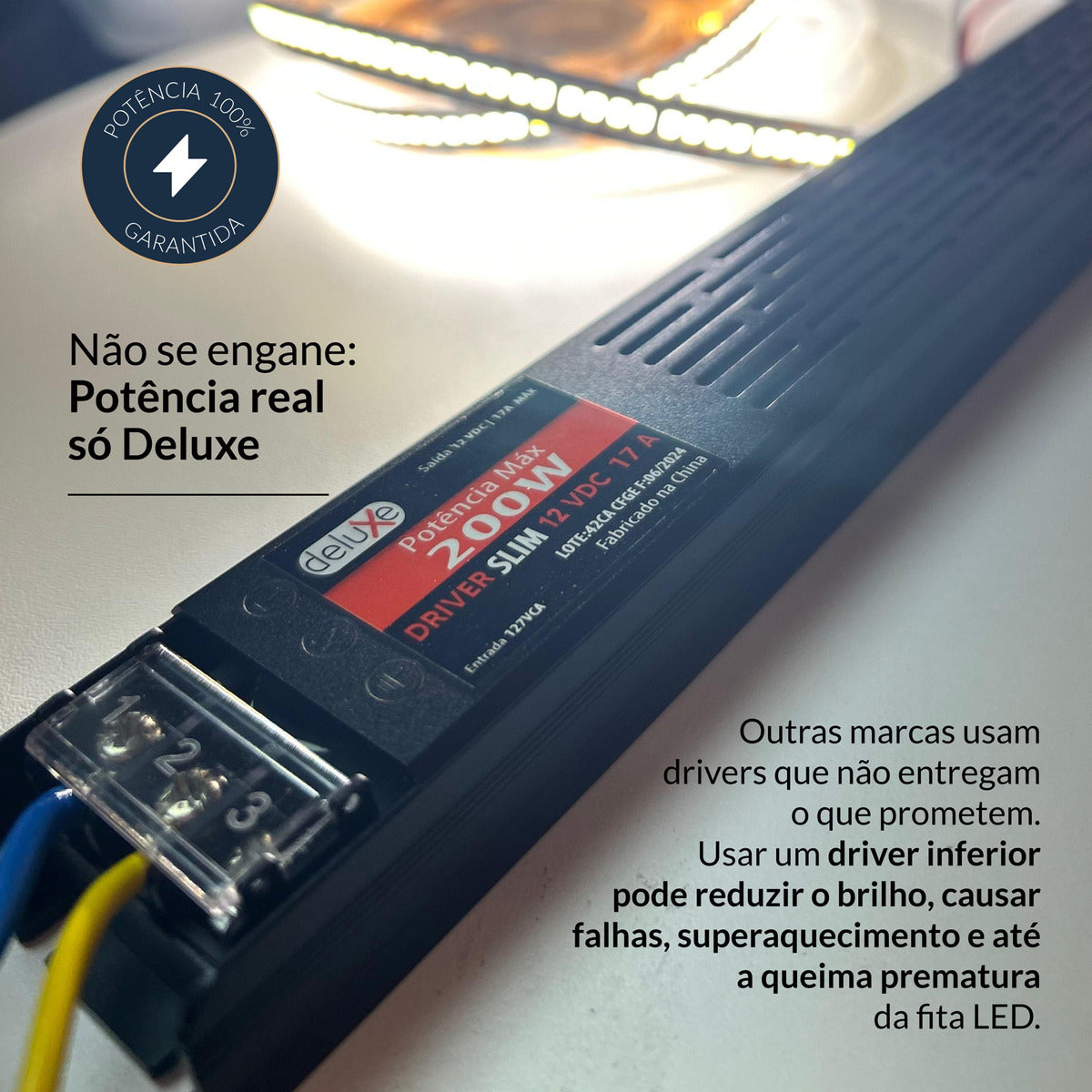 Fonte driver Slim 200w 17a 12v 127v Ip20 Cod: 994125479 Deluxe By Avant