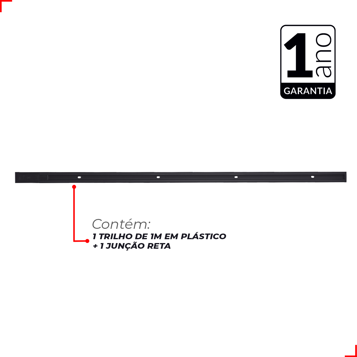 Trilho Eletrificado Pop Sobrepor 1 Metro T1 110v/220v Bivolt Preto Policarbonato Cod: 251931513 Avant