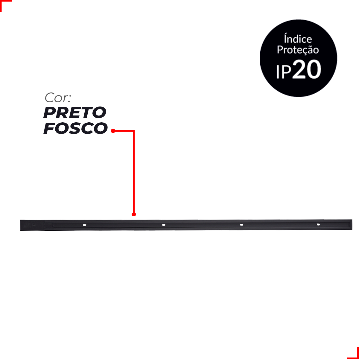 Trilho Eletrificado Pop Sobrepor 1 Metro T1 110v/220v Bivolt Preto Policarbonato Cod: 251931513 Avant