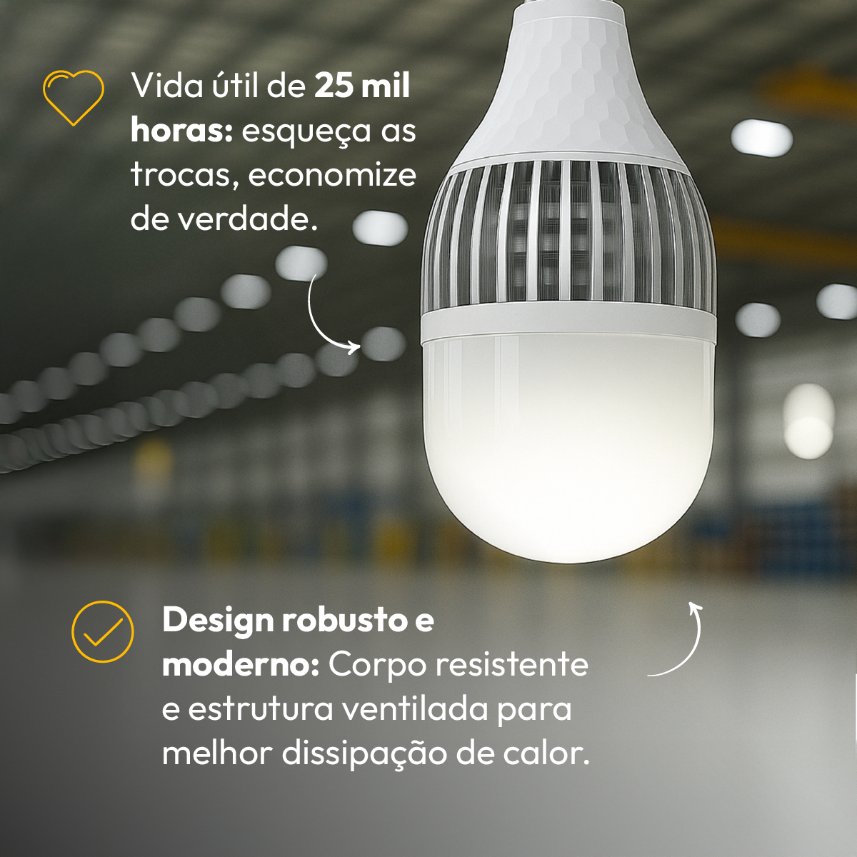 Lâmpada Led Bulbo Hp 70w 6500k Branco Frio Bivolt E27 Alut By Avant