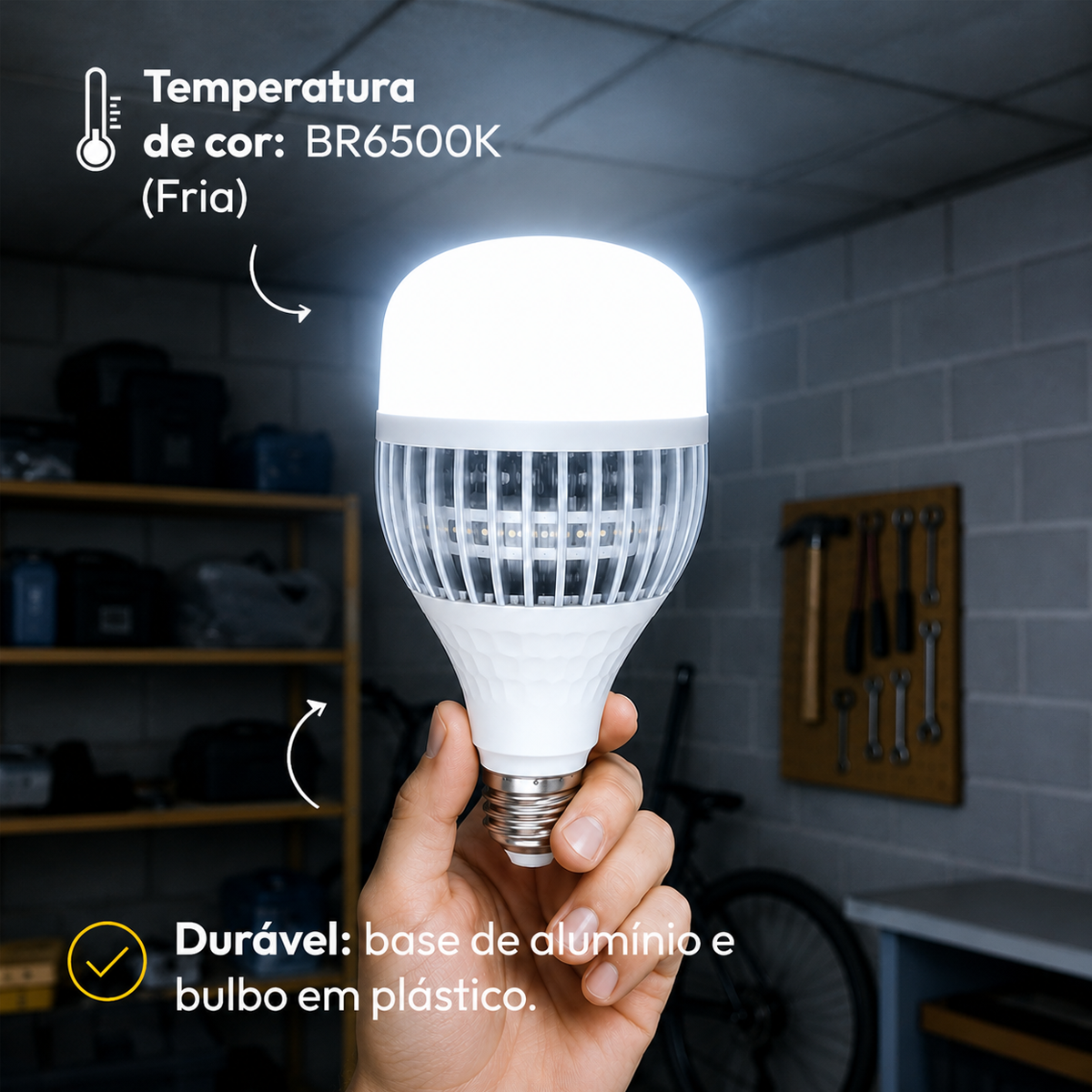 Lâmpada Led Bulbo Hp 70w 6500k Branco Frio Bivolt E27 Alut