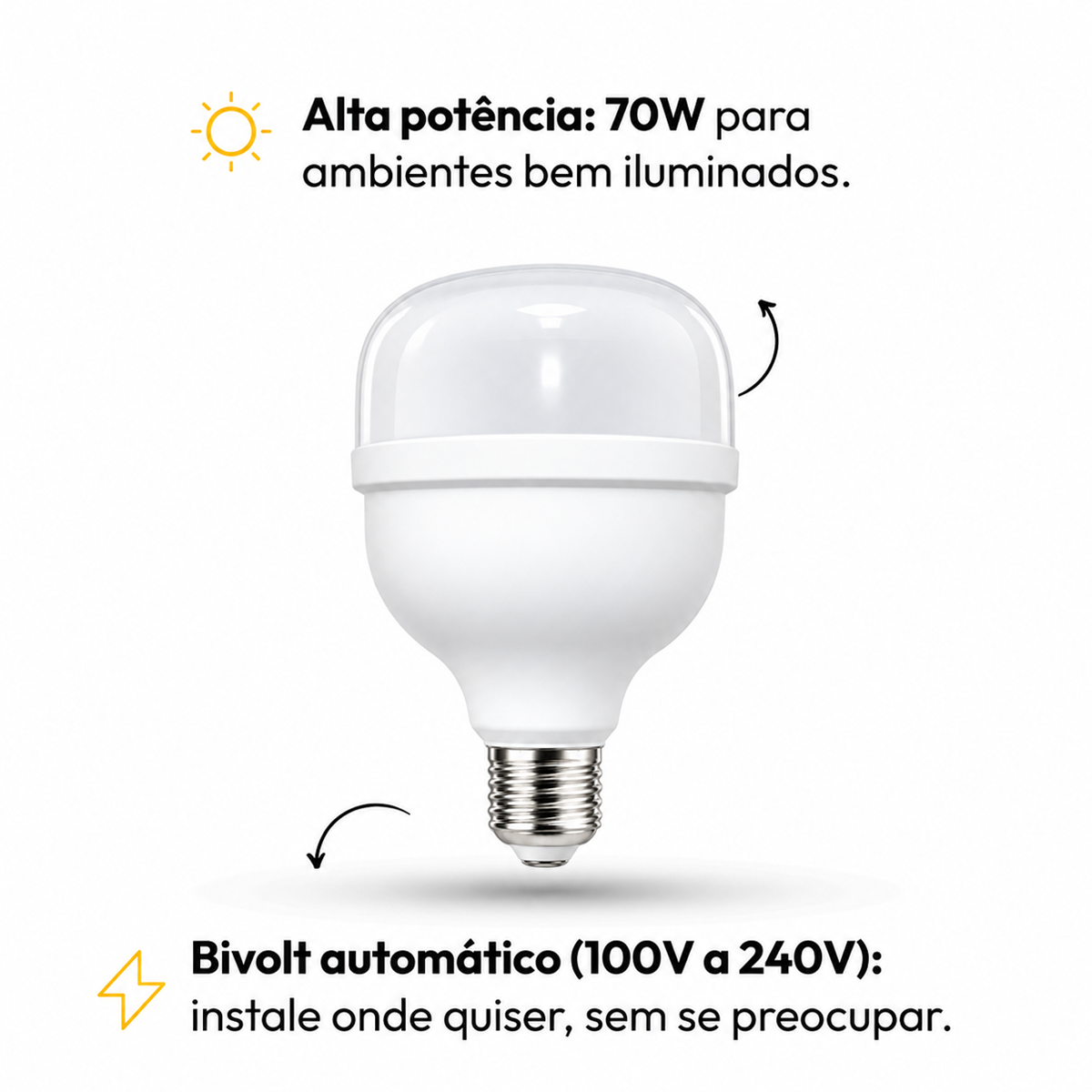 Lâmpada Led Bulbo Hp 70w 6500k Branco Frio Bivolt E27 Alut