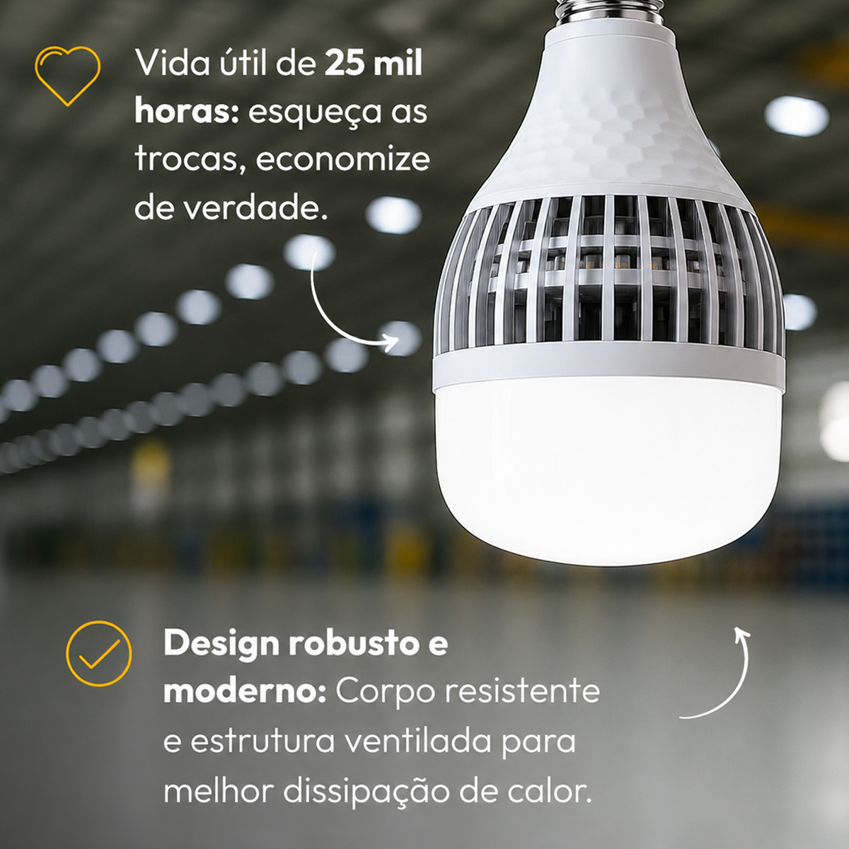 Lâmpada Led Bulbo Hp 70w 6500k Branco Frio Bivolt E27 Alut