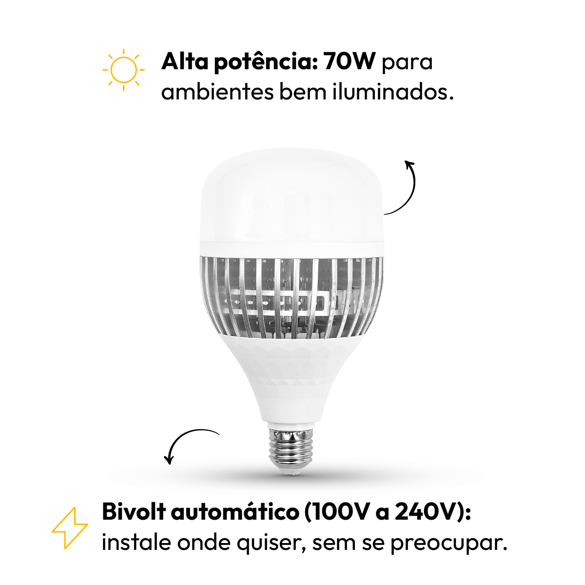 Lâmpada Led Bulbo Hp 70w 6500k Branco Frio Bivolt E27 Alut