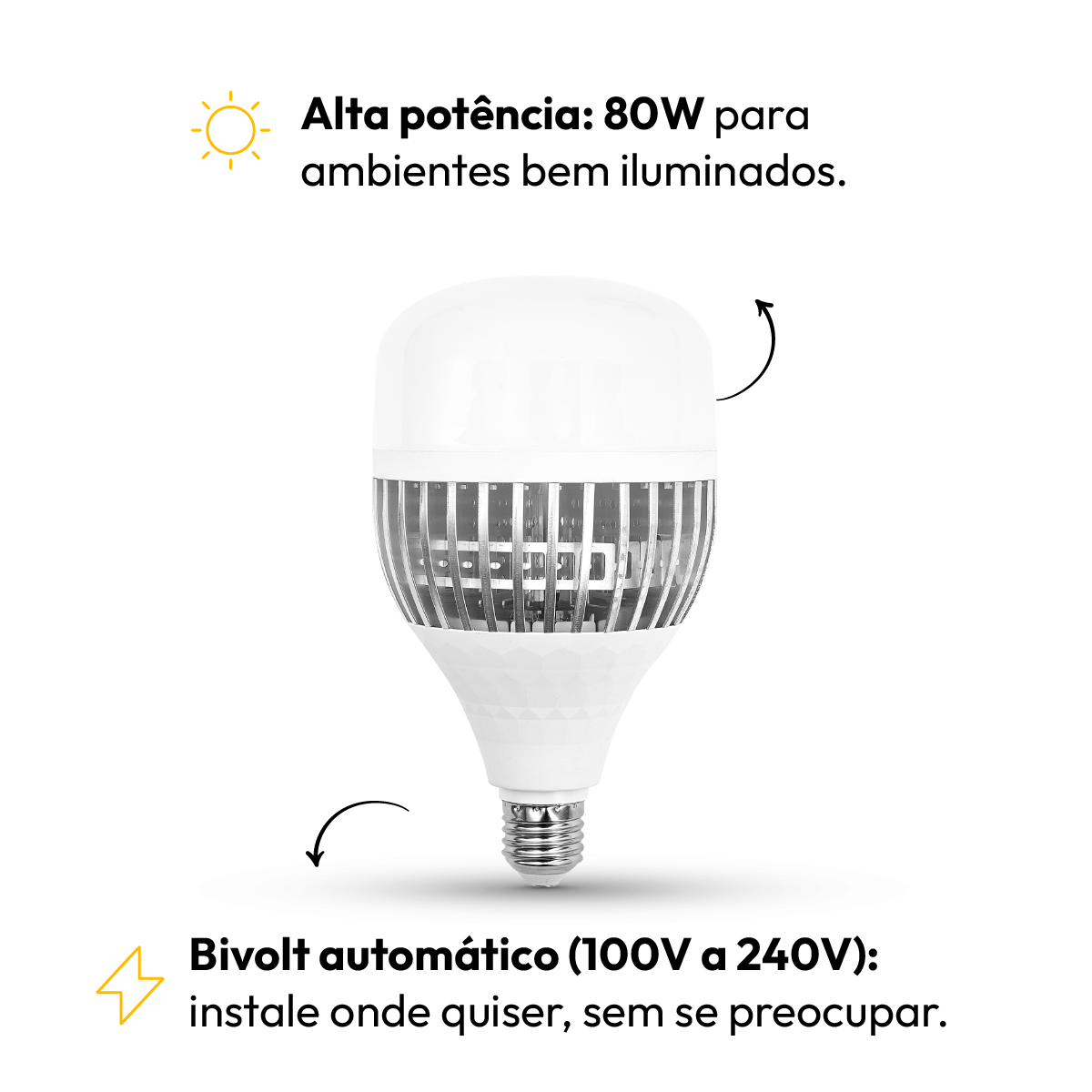 Lâmpada Led Bulbo Hp 80w 6500k Branco Frio Bivolt E27 Alut