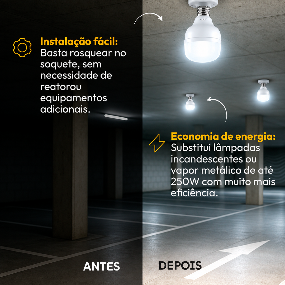 Lâmpada Led Bulbo Hp 100w 6500k Branco Frio E27 Bivolt Alut