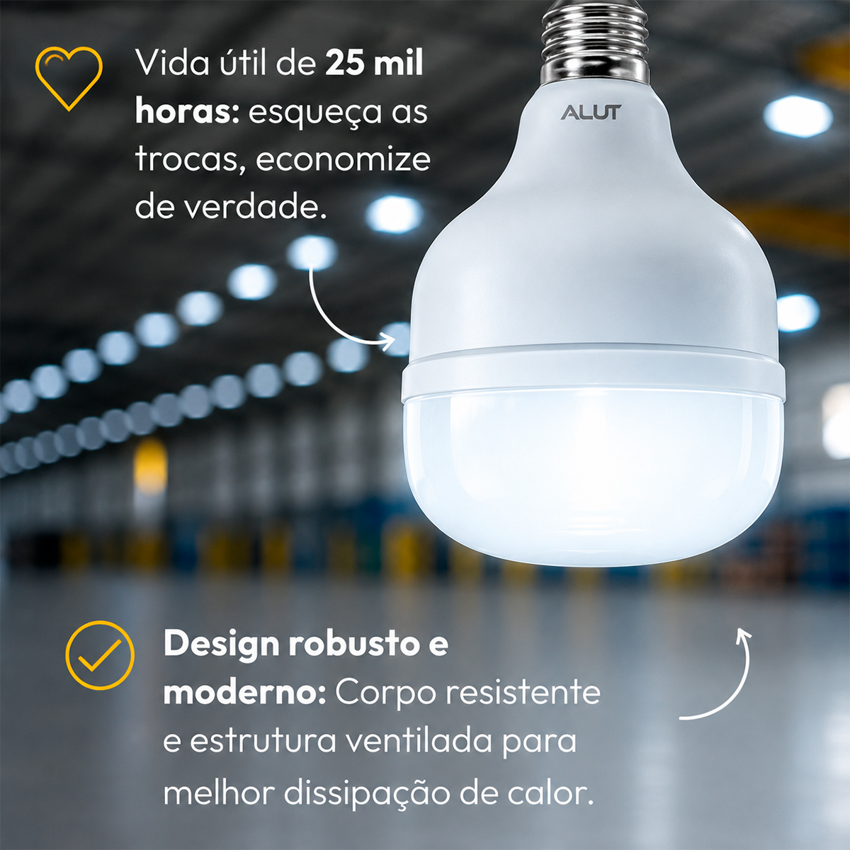 Lâmpada Led Bulbo Hp 100w 6500k Branco Frio E27 Bivolt Alut