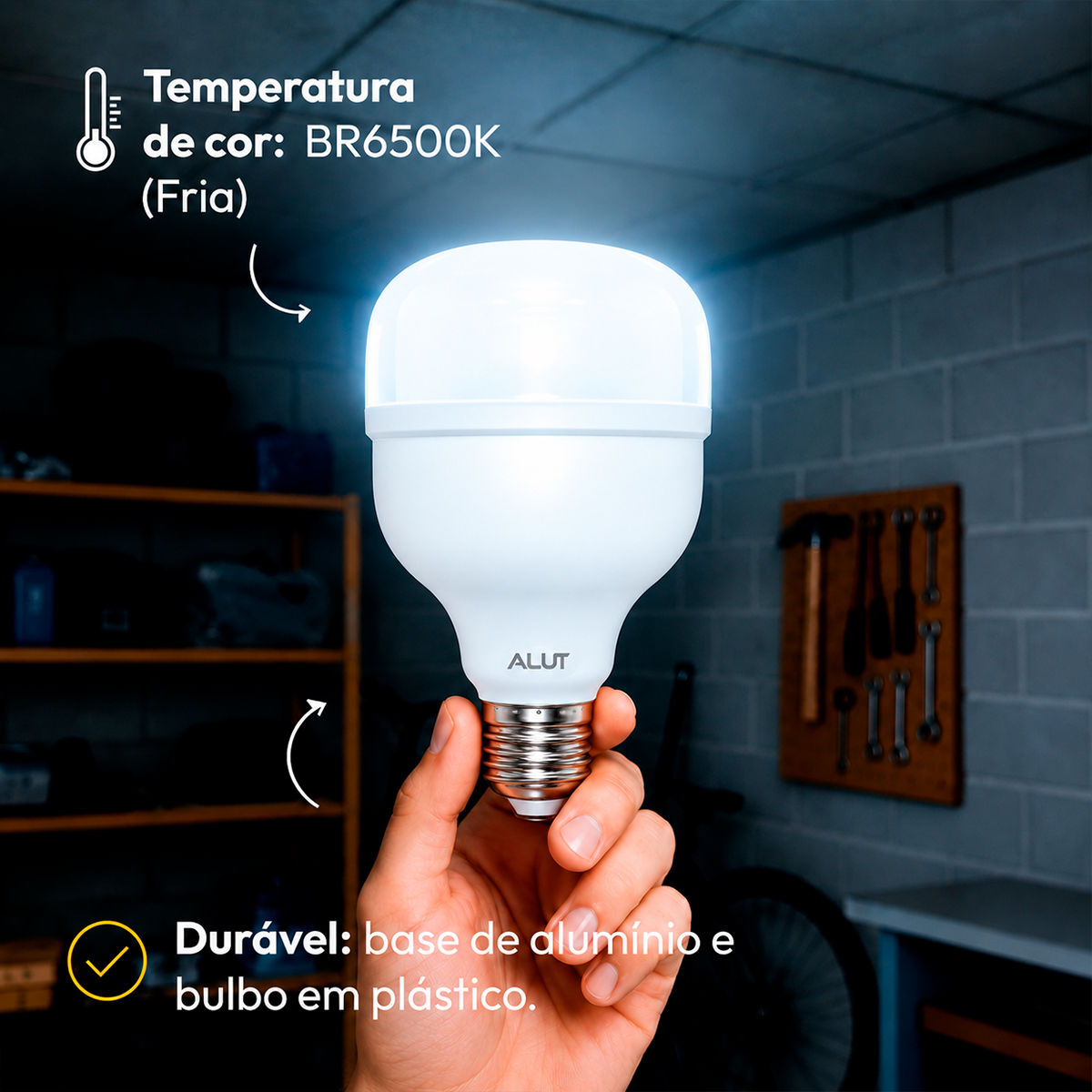 Lâmpada Led Bulbo Hp 100w 6500k Branco Frio E27 Bivolt Alut