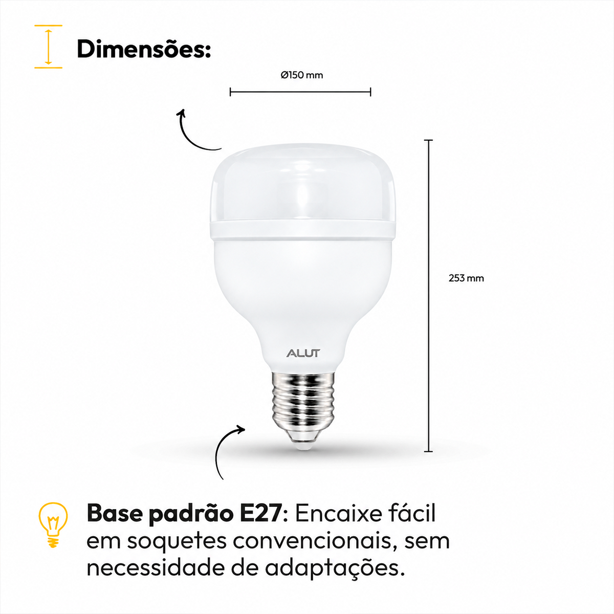 Lâmpada Led Bulbo Hp 100w 6500k Branco Frio E27 Bivolt Alut