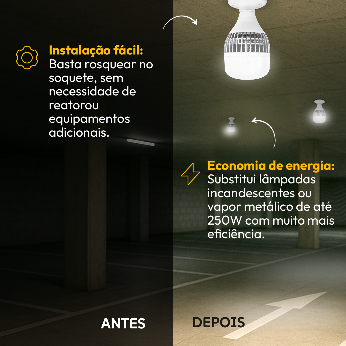 Lâmpada Led Bulbo Hp 150w 6500k Branco Frio Bivolt E27 Alut