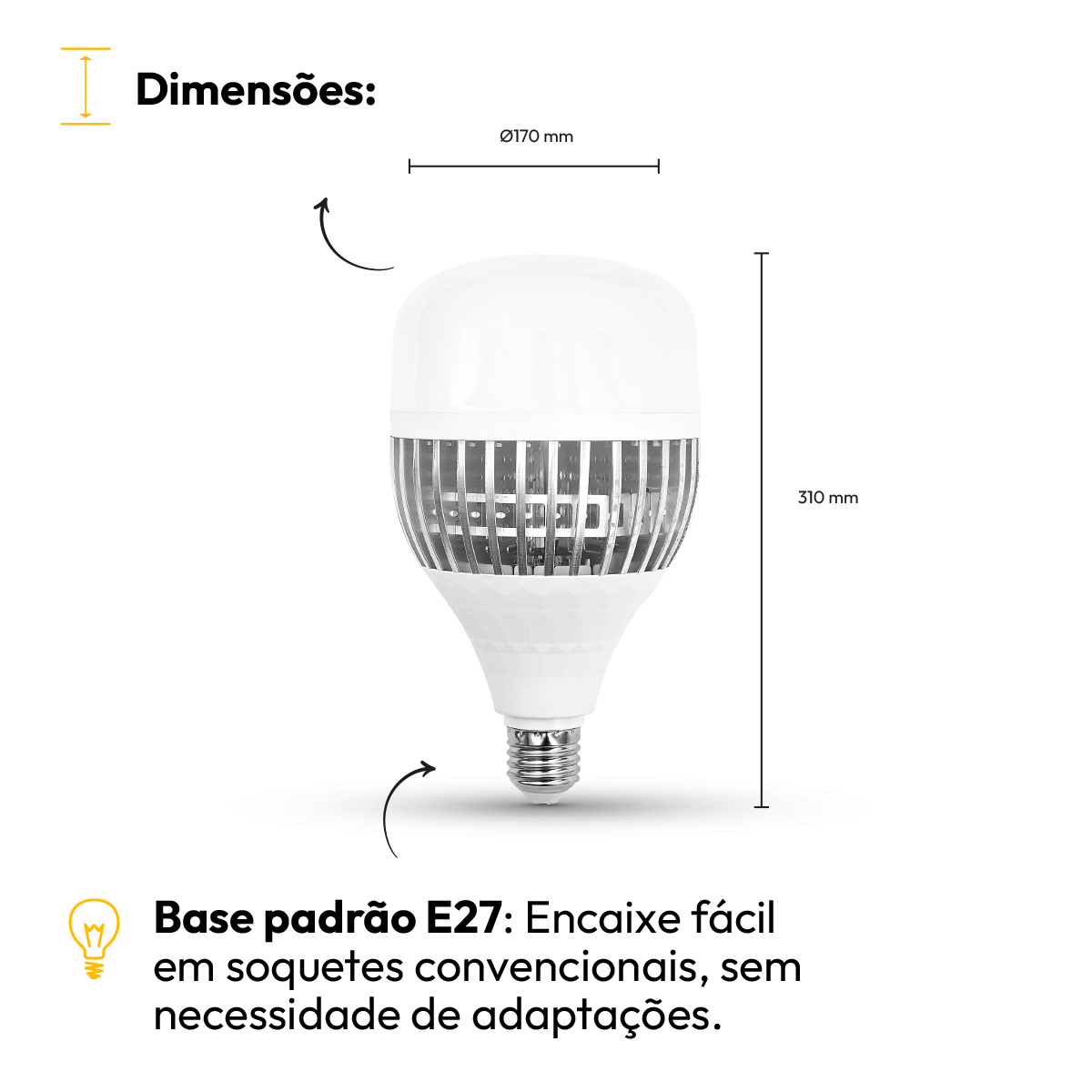 Lâmpada Led Bulbo Hp 200w 6500k Branco Frio Bivolt E27 Alut