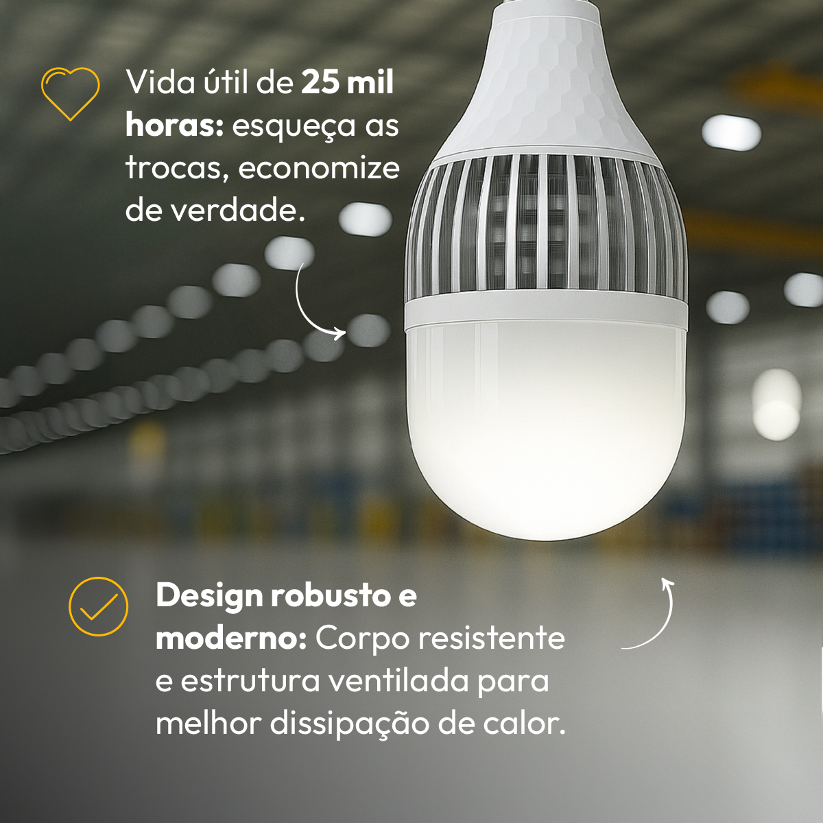 Lâmpada Led Bulbo Hp 200w 6500k Branco Frio Bivolt E27 Alut