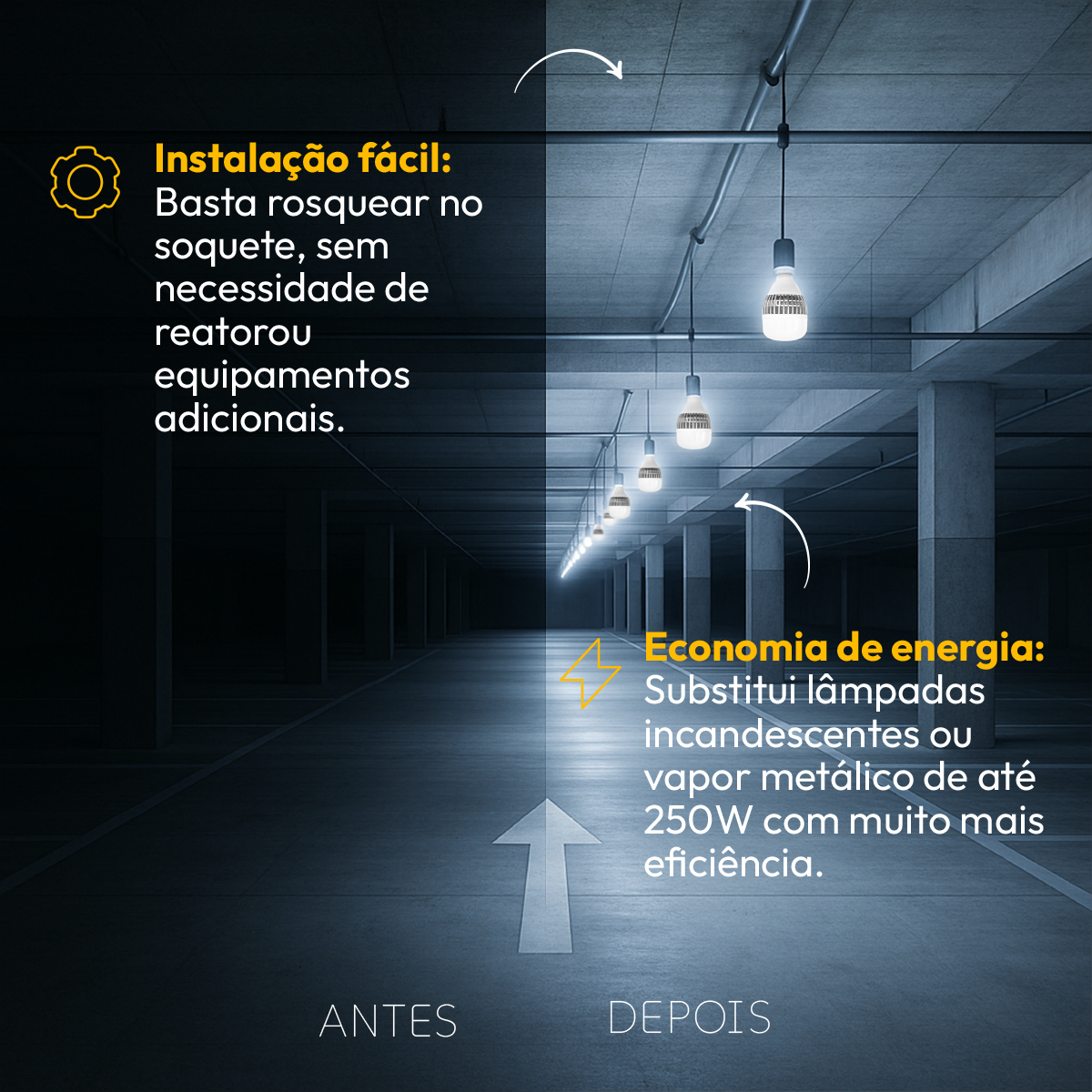 Lâmpada Led Bulbo Hp 200w 6500k Branco Frio Bivolt E27 Alut