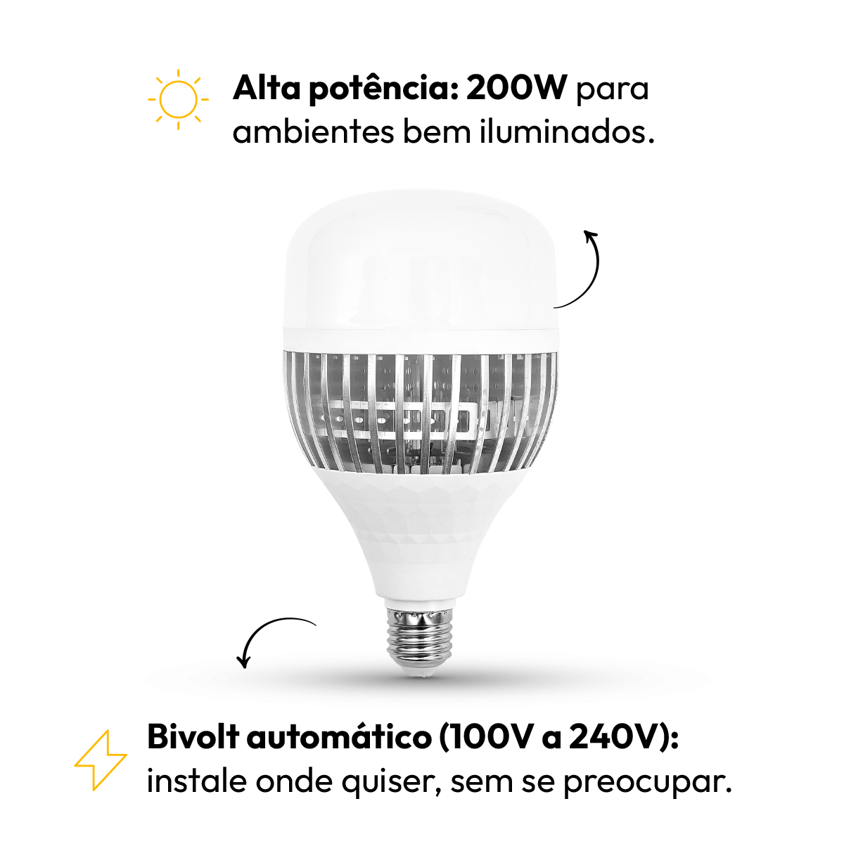 Lâmpada Led Bulbo Hp 200w 6500k Branco Frio Bivolt E27 Alut By Avant