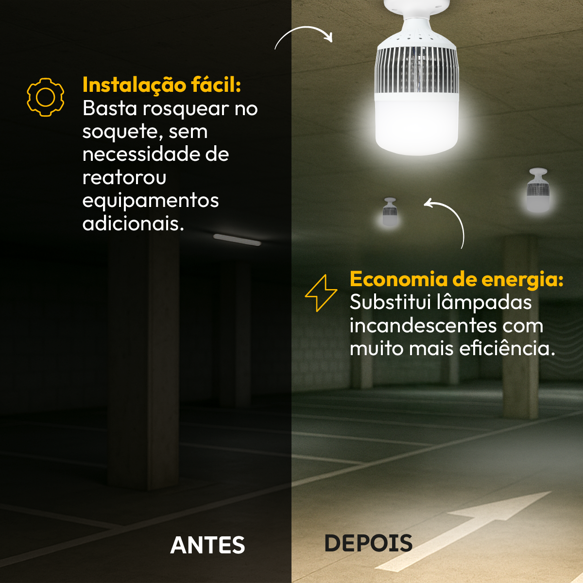 Lâmpada Led Bulbo Hp 300w 6500k Branco Frio Bivolt E40 Alut