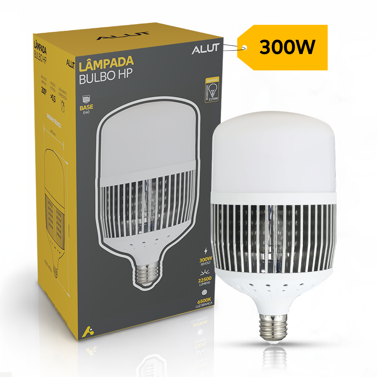 Lâmpada Led Bulbo Hp 300w 6500k Branco Frio Bivolt E40 Alut