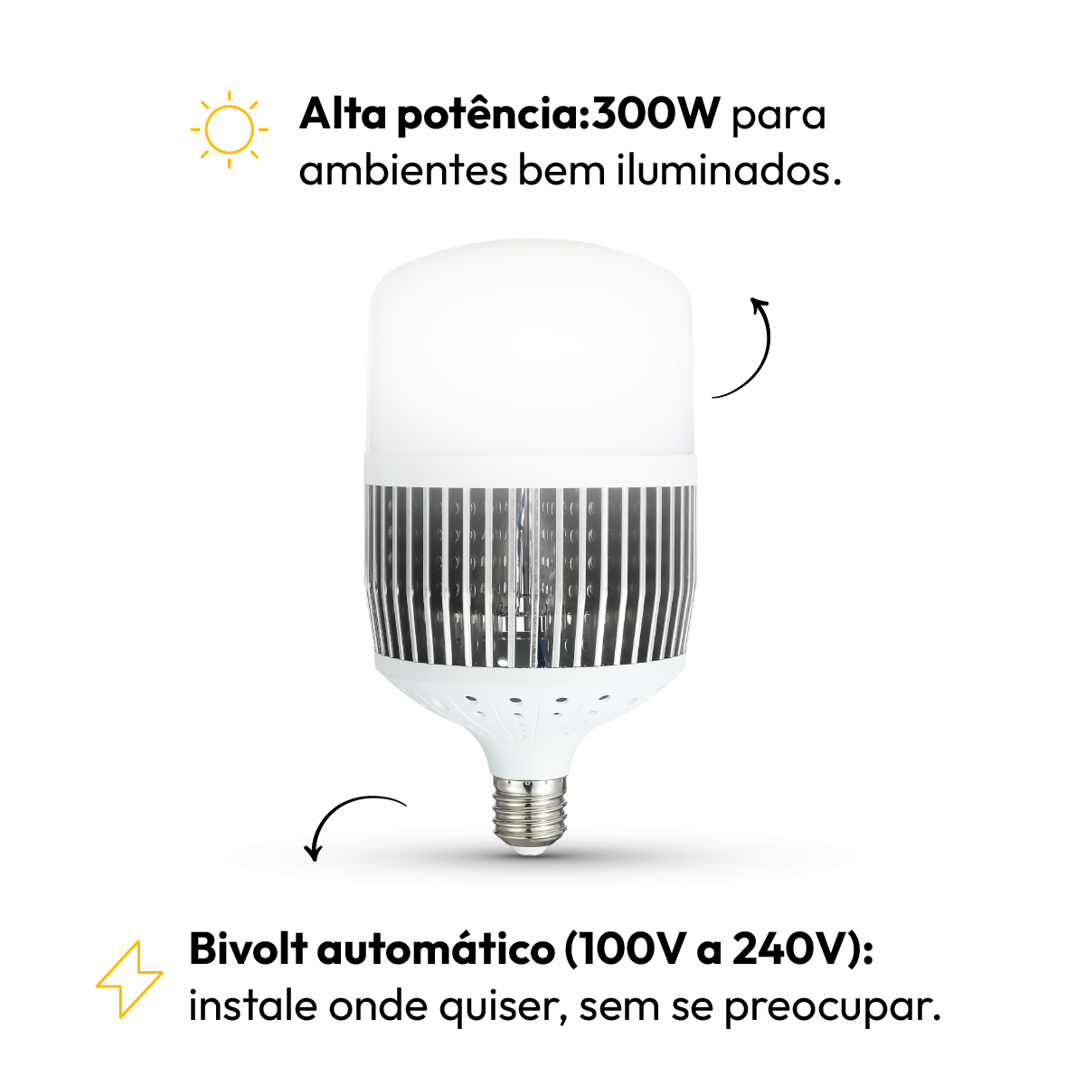 Lâmpada Led Bulbo Hp 300w 6500k Branco Frio Bivolt E40 Alut