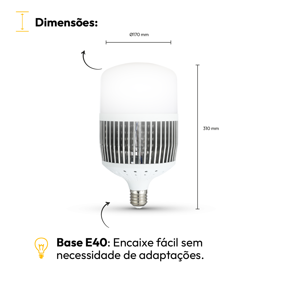 Lâmpada Led Bulbo Hp 300w 6500k Branco Frio Bivolt E40 Alut