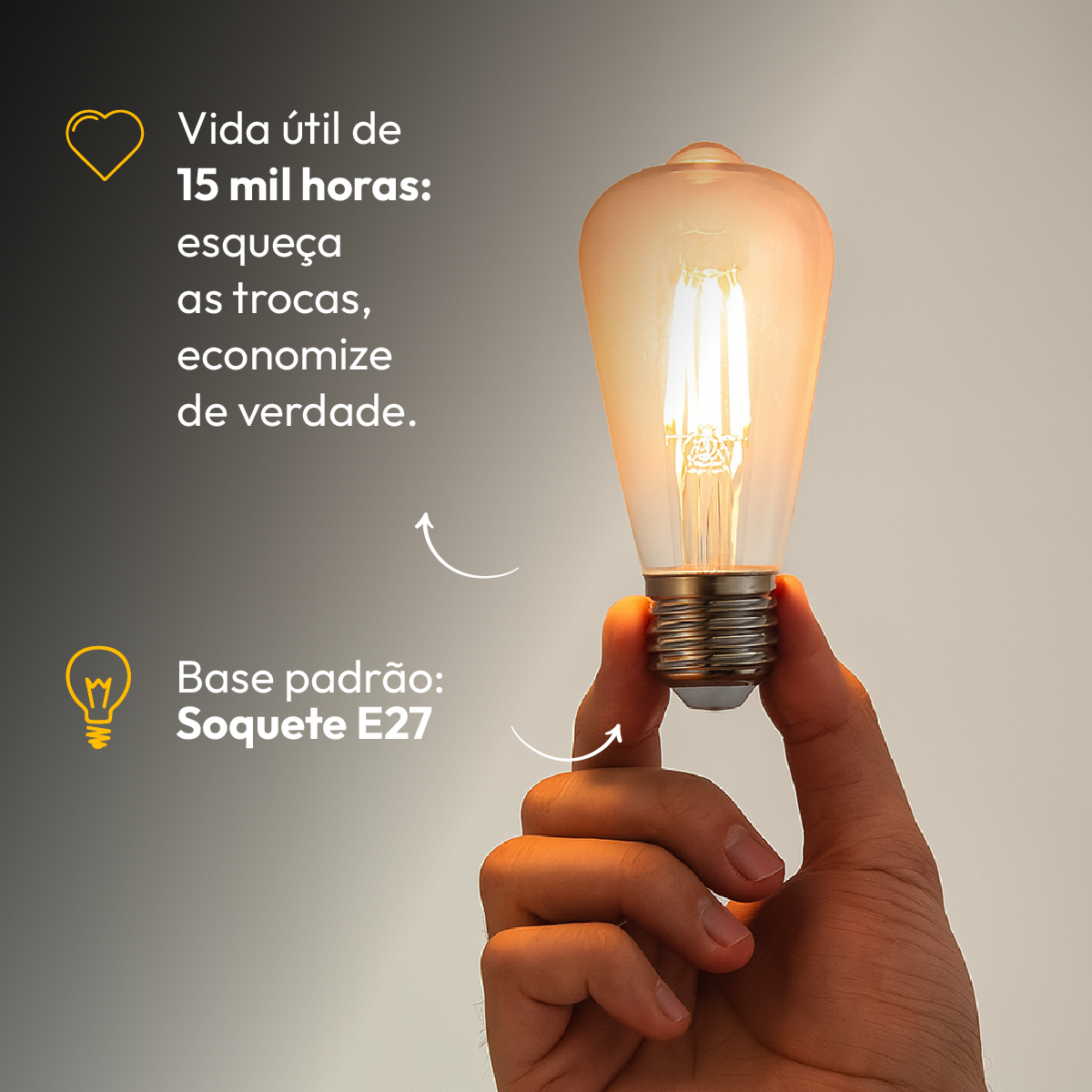 Lâmpada Led Filamento ST64 4w 2200k Branco Quente E27 Bivolt Alut