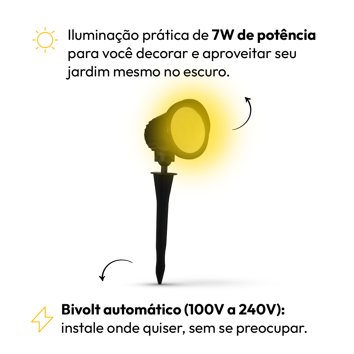 Luminária Espeto de Jardim Led 7W 3000K a prova d'água Alut