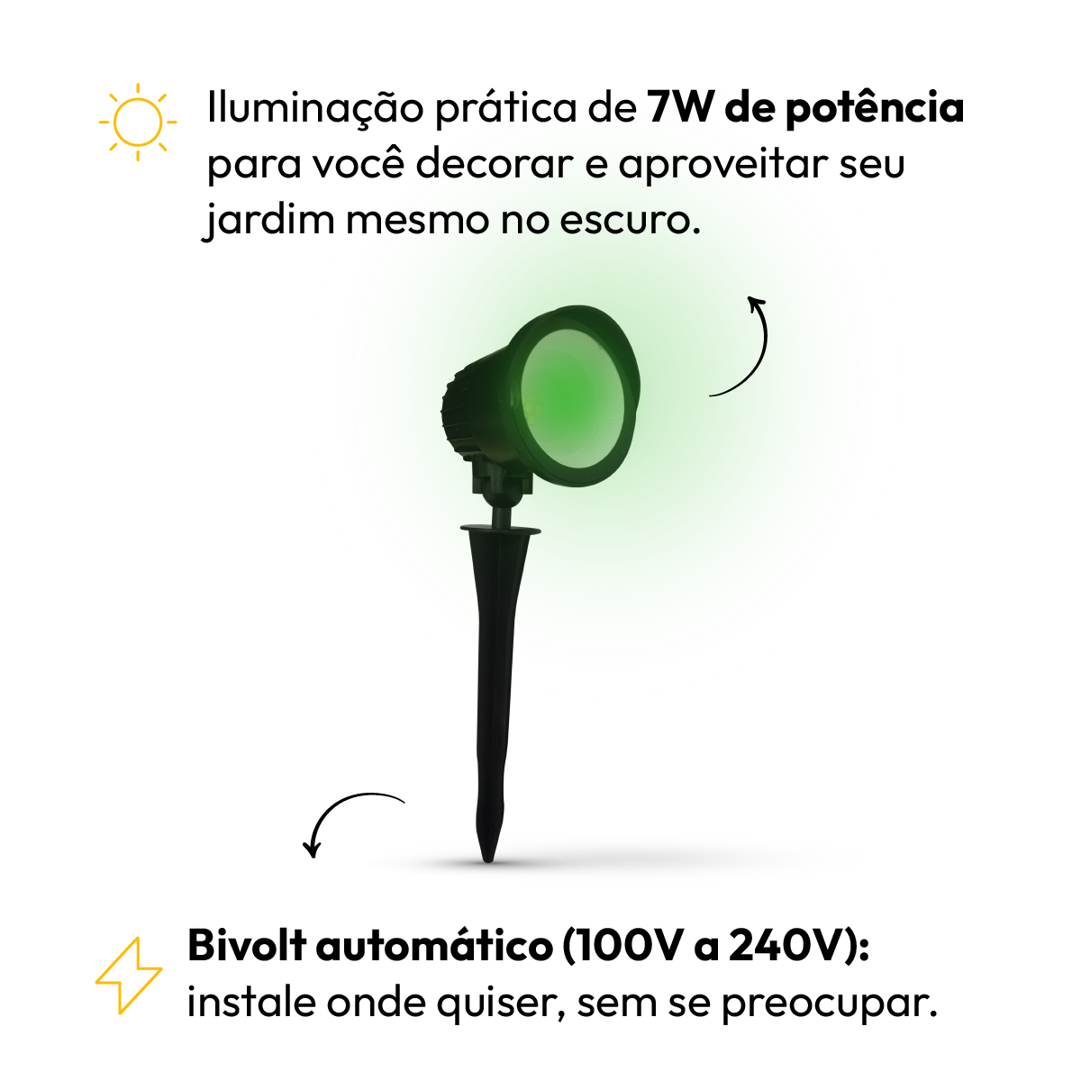Luminaria Led Espeto de Jardim 7W Verde a prova d'água Alut By Avant