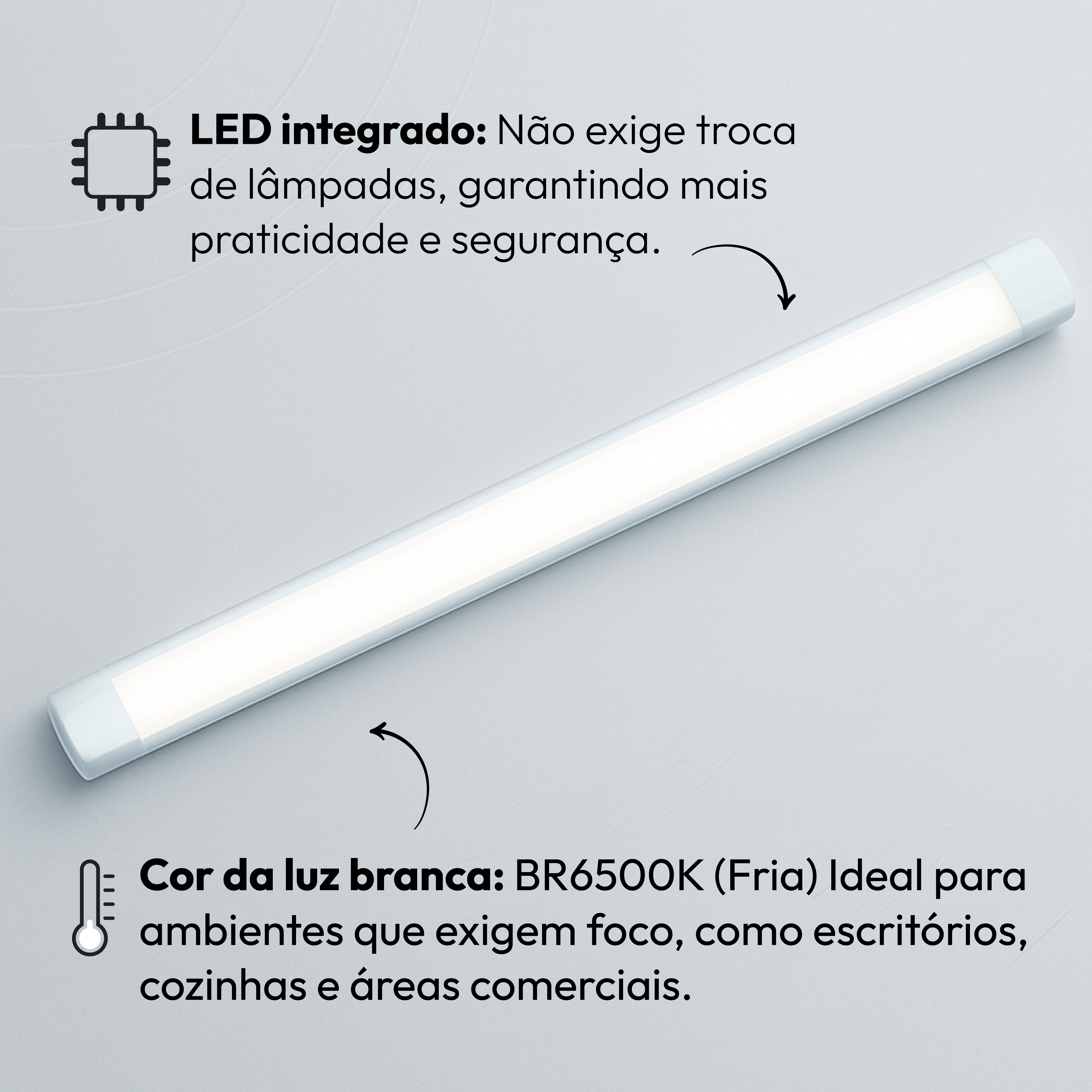 Luminária de Teto Linear 20w 6500K Branco Frio Bivolt IP20 Branco Alut