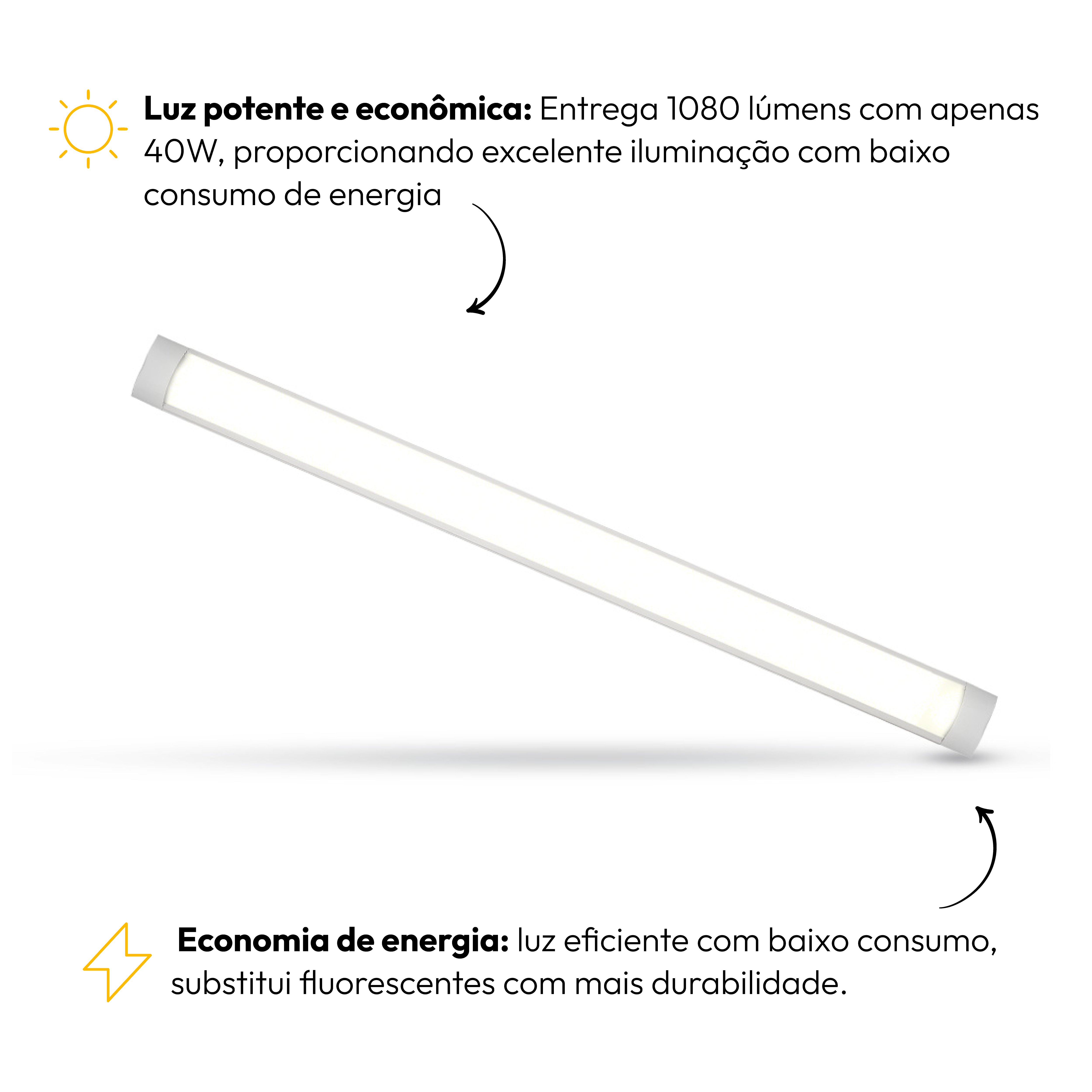 Luminária de Teto Linear 20w 6500K Branco Frio Bivolt IP20 Branco Alut