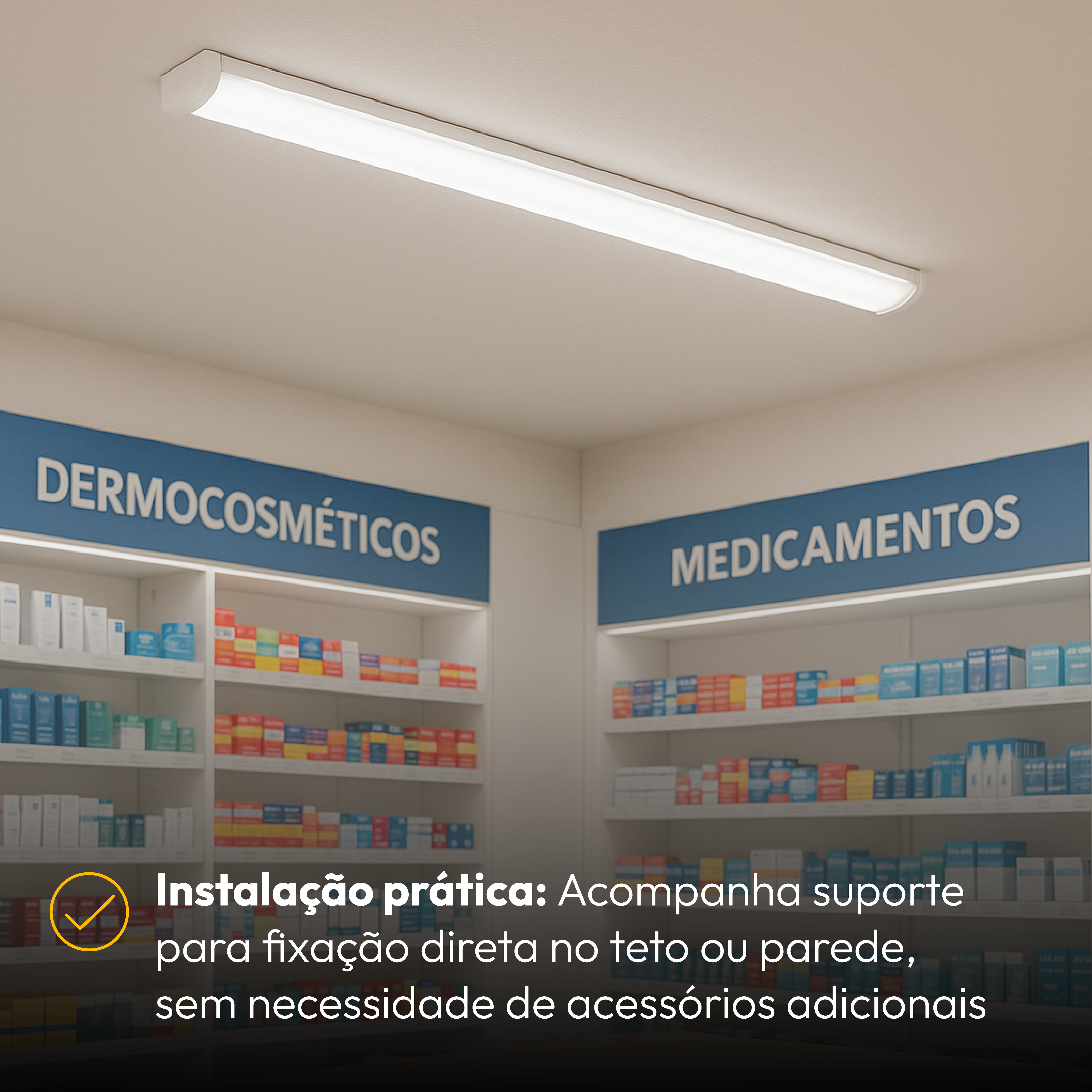 Luminária de Teto Linear 20w 6500K Branco Frio Bivolt IP20 Branco Alut