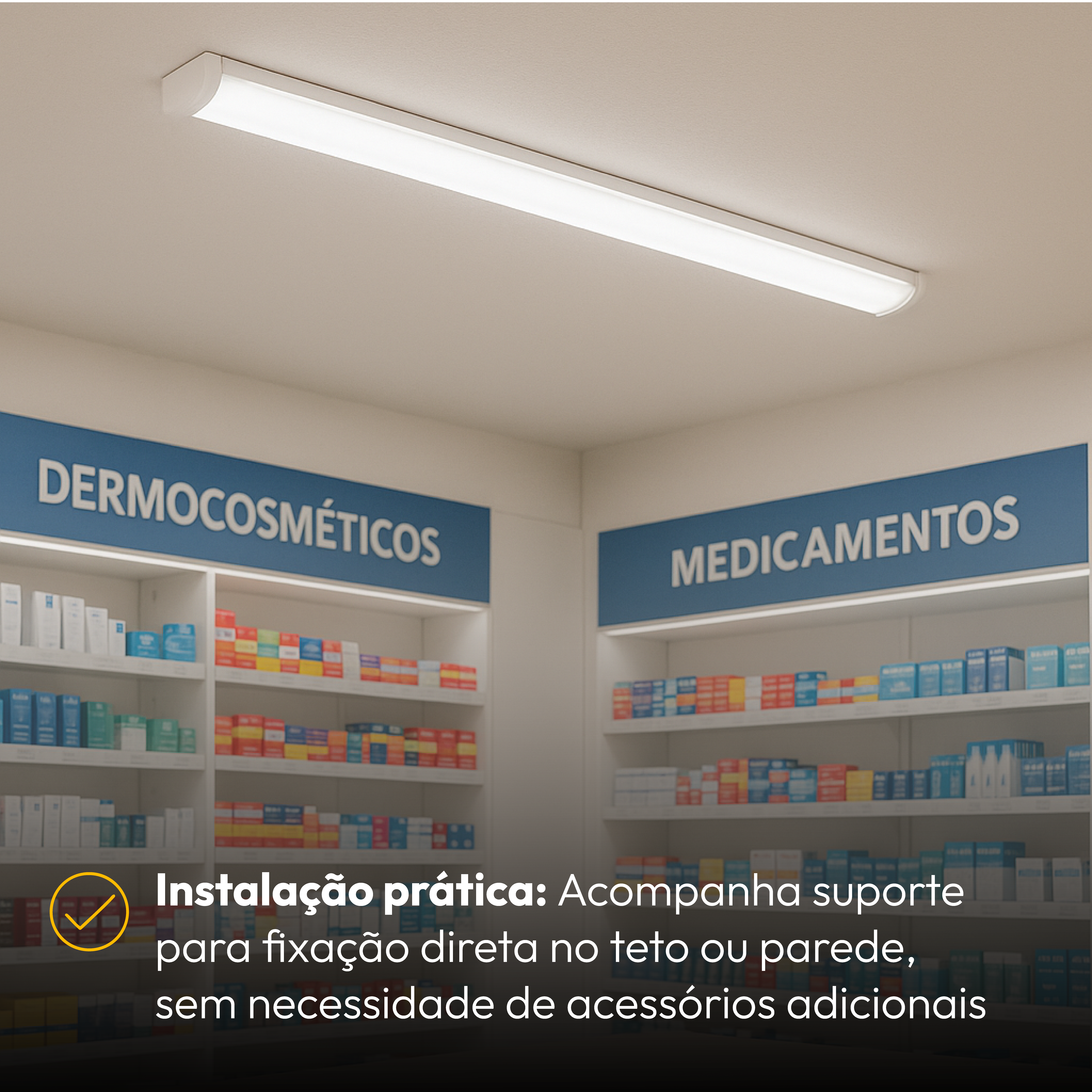 Luminária de Teto Linear 40w 6500K Branco Frio Bivolt Ip20 Branco Alut By Avant