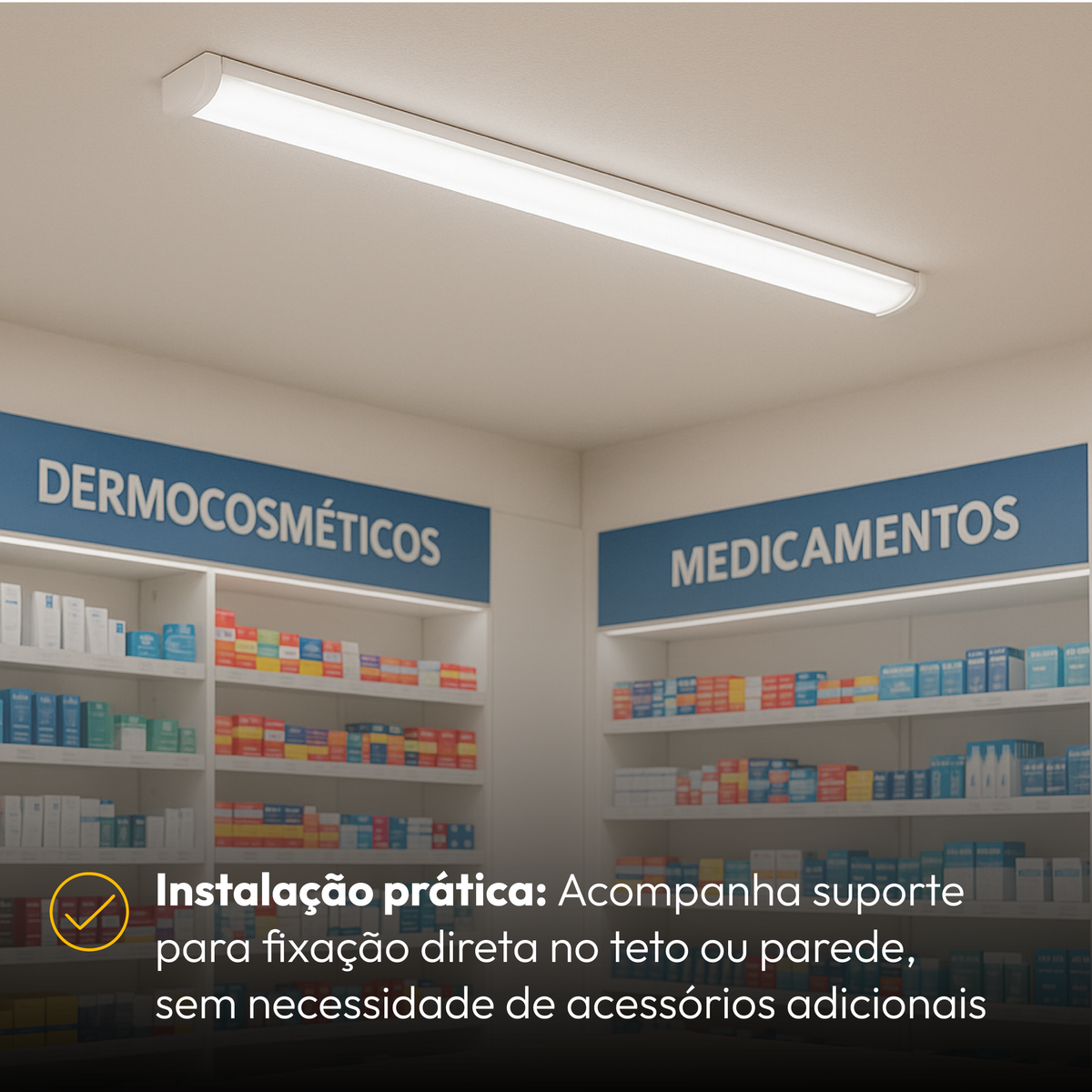 Luminária de Teto Linear 40w 6500K Branco Frio Bivolt Ip20 Branco Alut