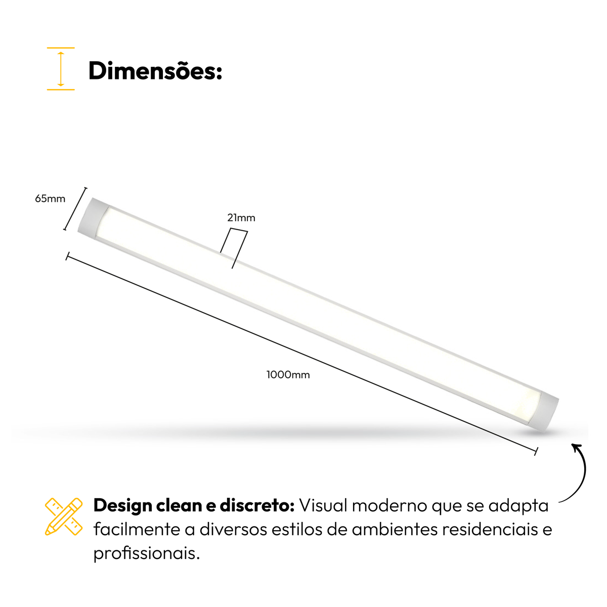 Luminária de Teto Linear 40w 6500K Branco Frio Bivolt Ip20 Branco Alut