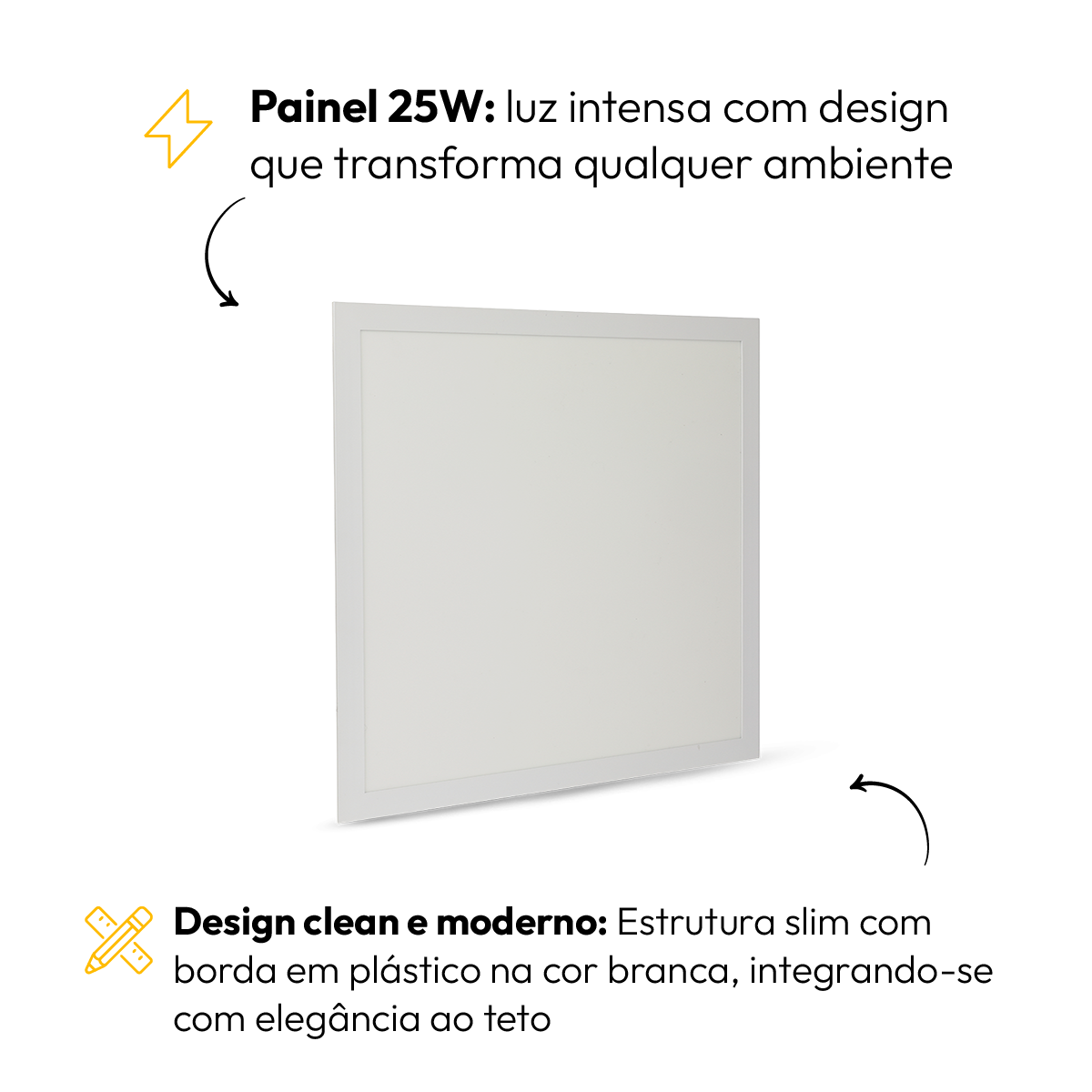 Painel Led Plafon Easy 25w 6500k Branco Frio Embutir Quadrado Alut