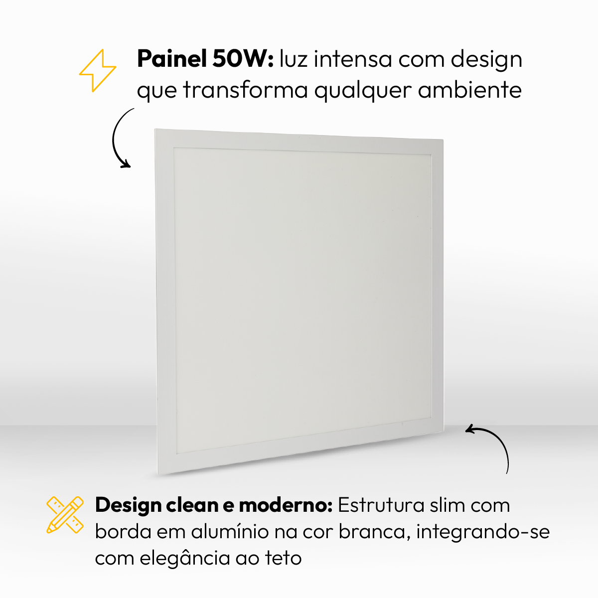 Painel Led Plafon Easy 50w 6500k Branco Frio Embutir Quadrado Alut