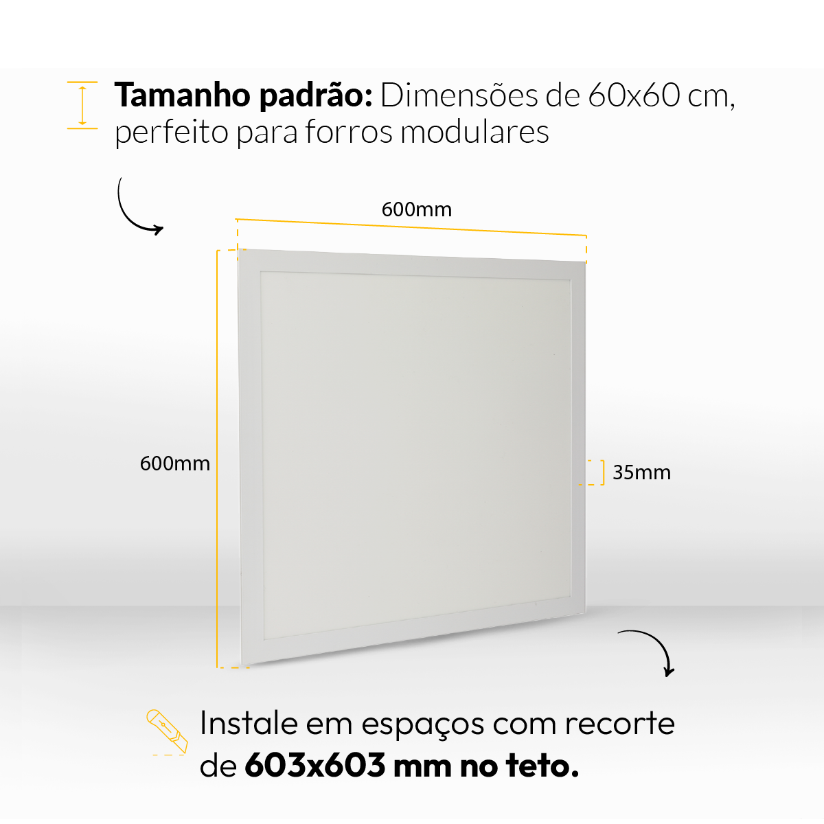 Painel Led Plafon Easy 50w 6500k Branco Frio Embutir Quadrado Alut