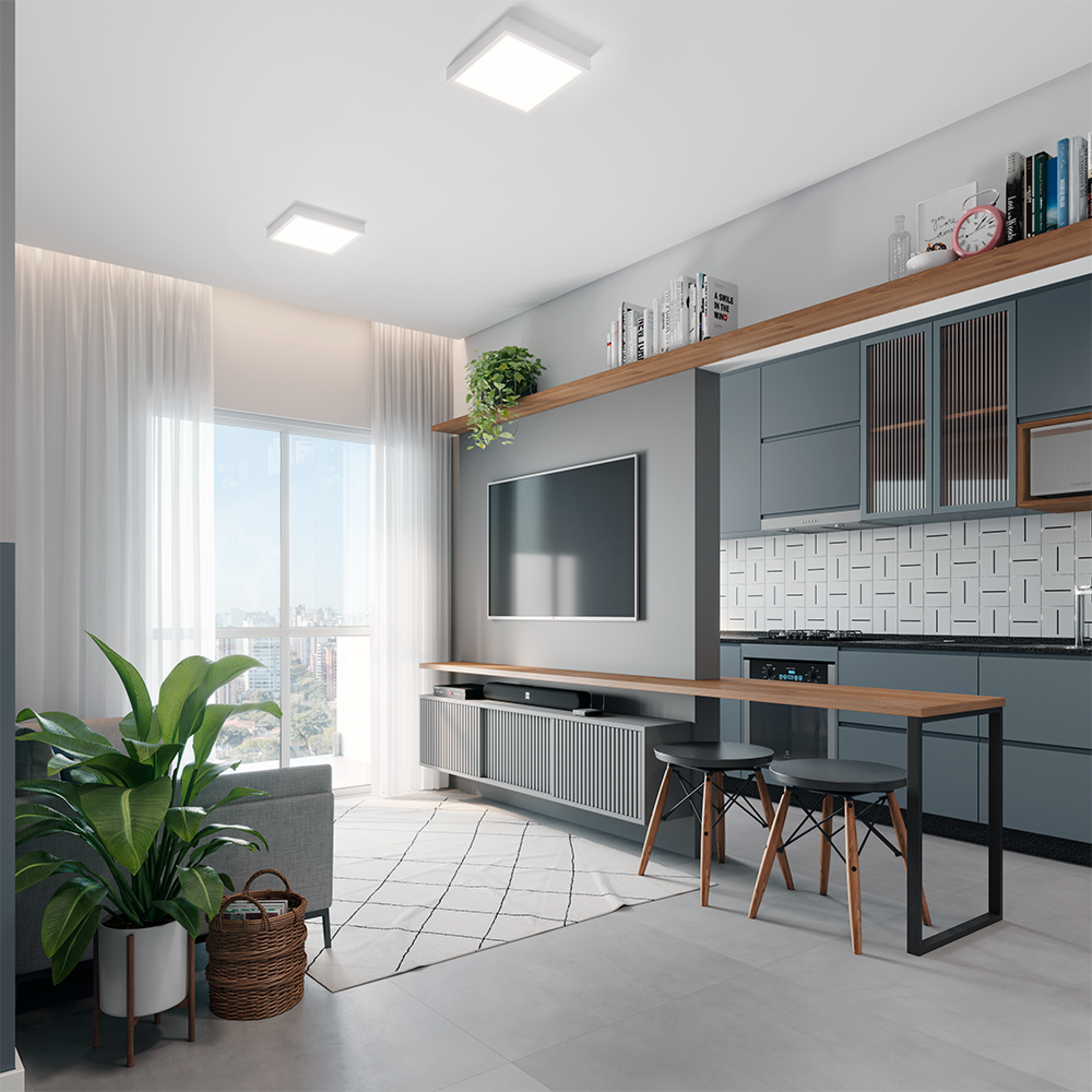 Painel Led Plafon Easy 36w 6500k Sobrepor Quadrado Alut