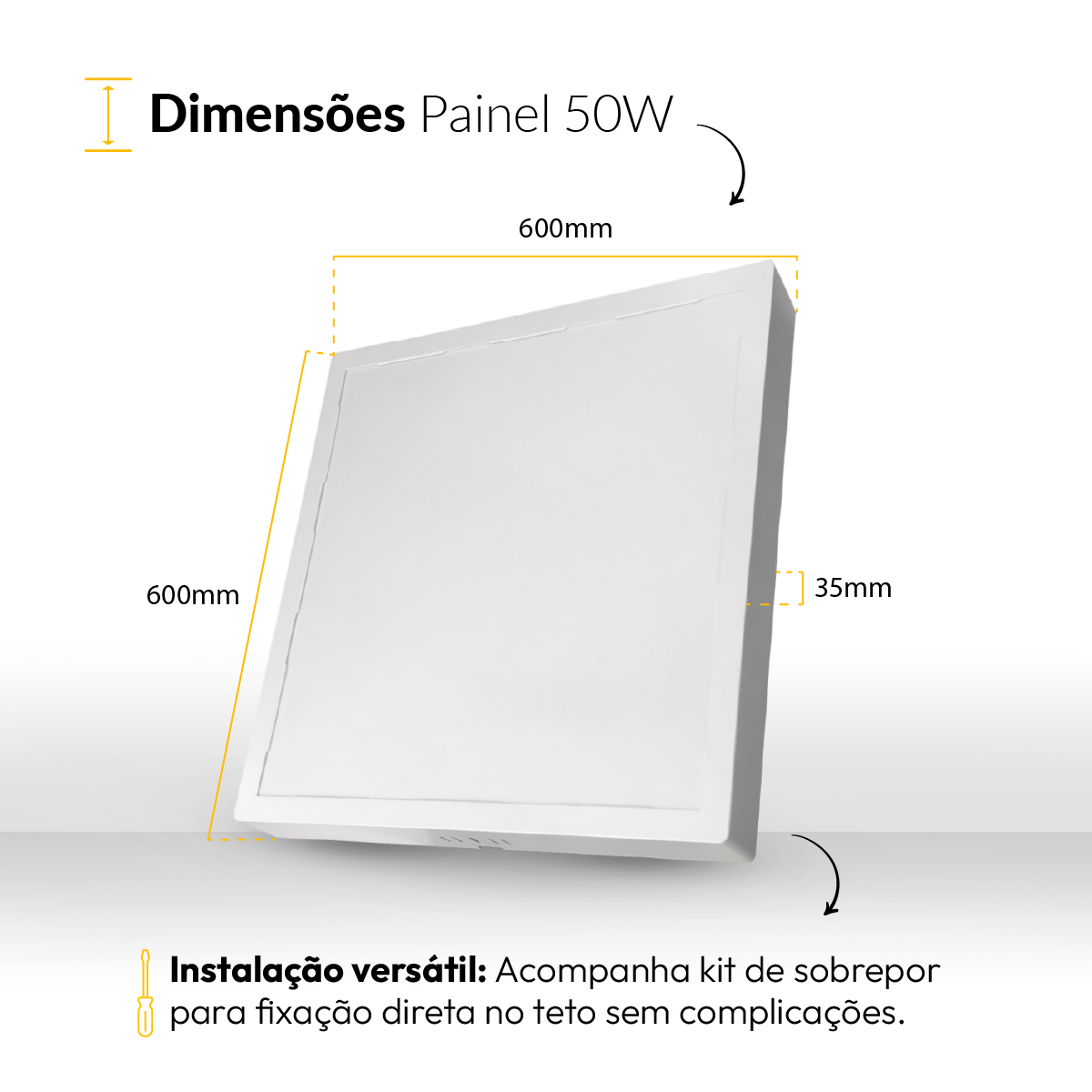 Painel Led Plafon Easy 50w 6500k Branco Frio Bivolt sobrepor Quadrado Alut