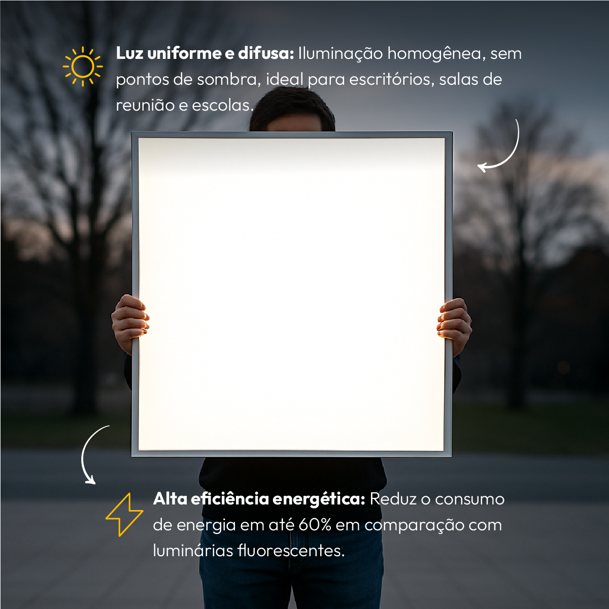 Painel Led Plafon Easy 50w 6500k Branco Frio Bivolt sobrepor Quadrado Alut