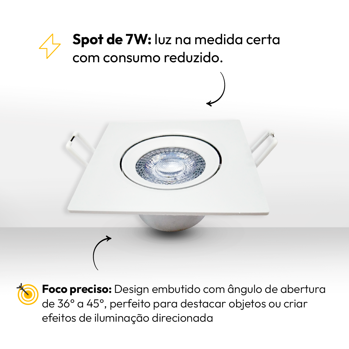 Kit 10 Spot de Embutir 7w 3000k Bivolt Quadrado Alut