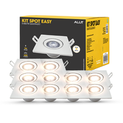 Kit 10 Spot de Embutir 7w 3000k Bivolt Quadrado Alut