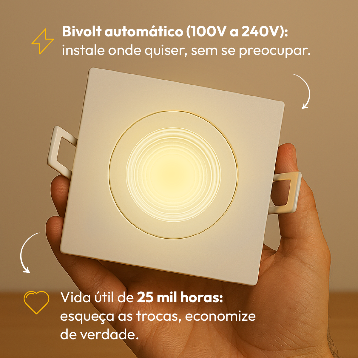 Kit 10 Spot de Embutir 7w 3000k Bivolt Quadrado Alut