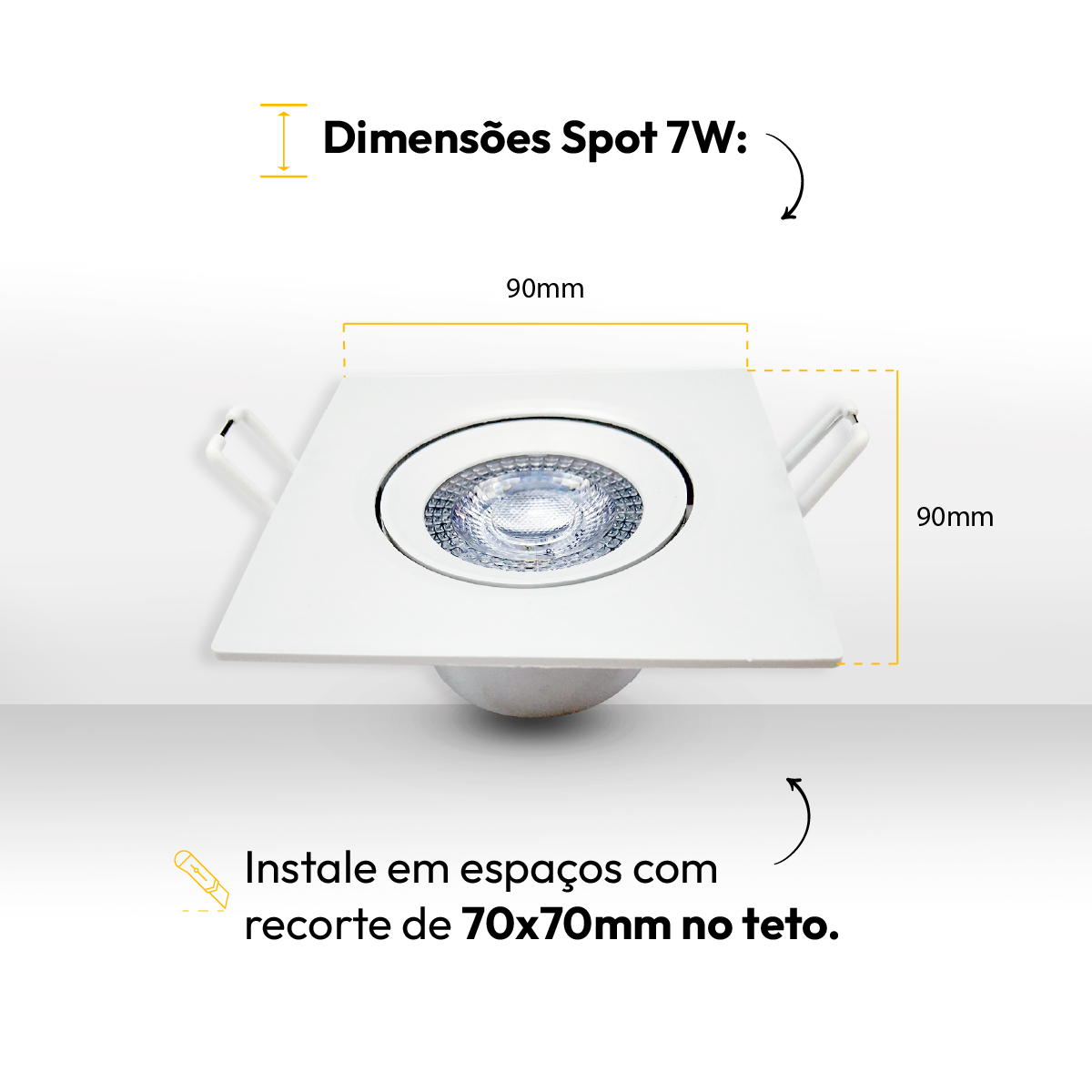 Kit 10 Spot Led Embutir 7w 3000k Branco Quente Bivolt Quadrado Alut