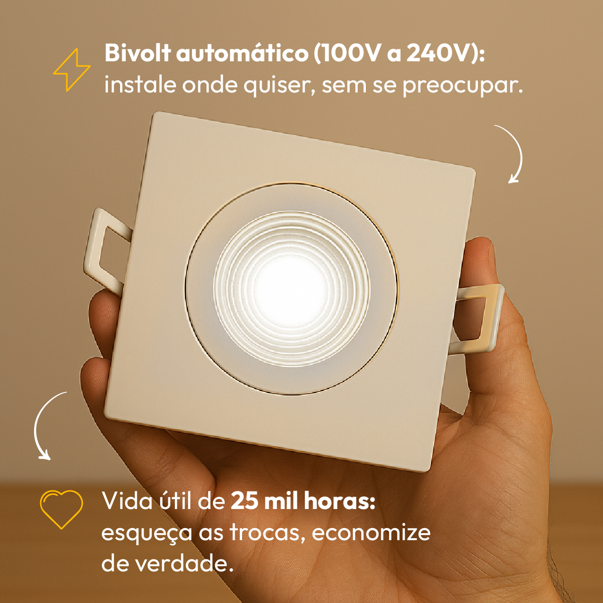 Kit 10 Spot Led Embutir 7w 6500k Branco Frio 110v/220v Bivolt Quadrado Branco Alut