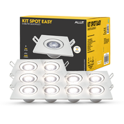 Kit 10 Spot Led Easy 7w 4000k Bivolt Embutir Quadrado Alut
